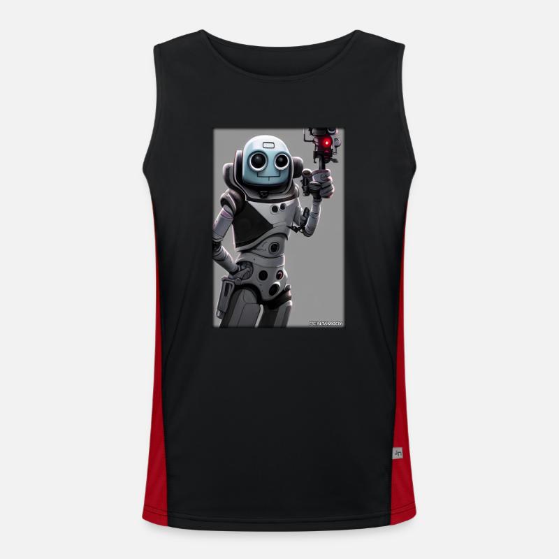 Roboter Zukunft Technik Wissenschaft Android Funktionelles Kontrast-Tank Top für Männer 