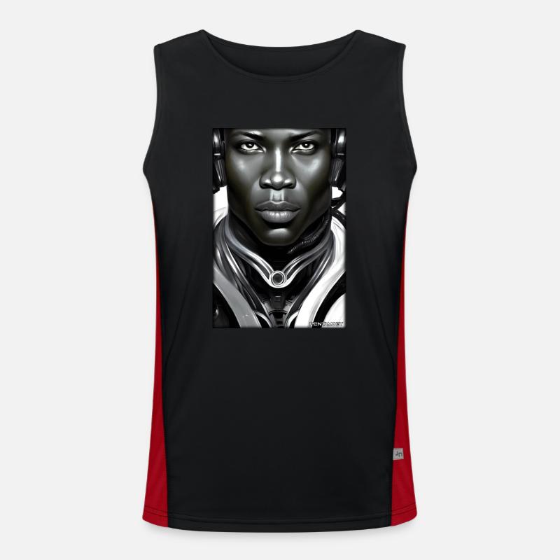 Cyborg Mann Zukunft Sci-Fi Maschine Technik Funktionelles Kontrast-Tank Top für Männer 