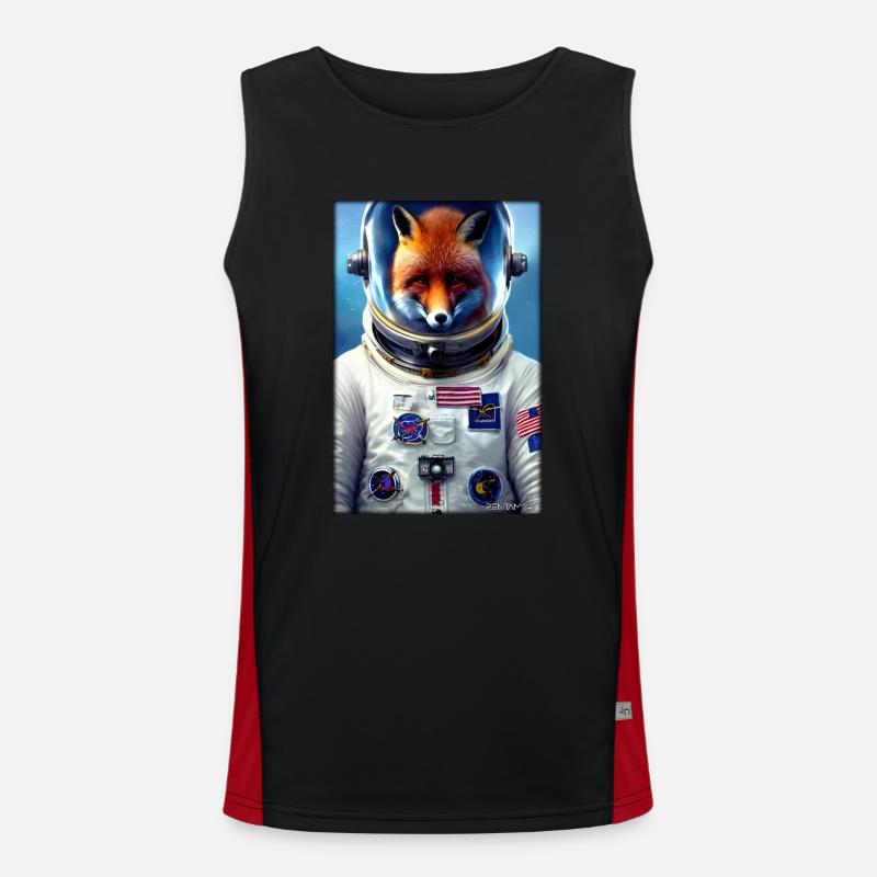Fuchs Wildtier Astronaut Zukunft Sci-Fi Technik Funktionelles Kontrast-Tank Top für Männer 
