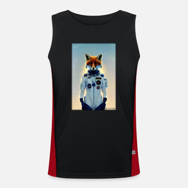 Fuchs Wildtier Astronaut Zukunft Sci-Fi Technik Funktionelles Kontrast-Tank Top für Männer 