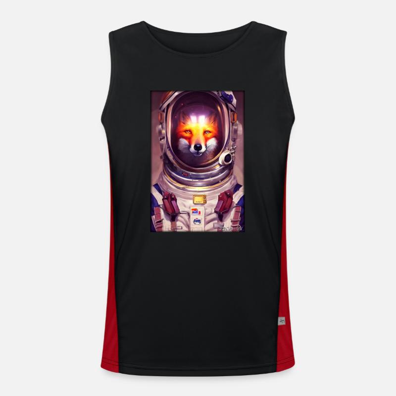 Fox Wildlife Astronaut Future Sci-Fi Technology Débardeur respirant contrasté Homme 