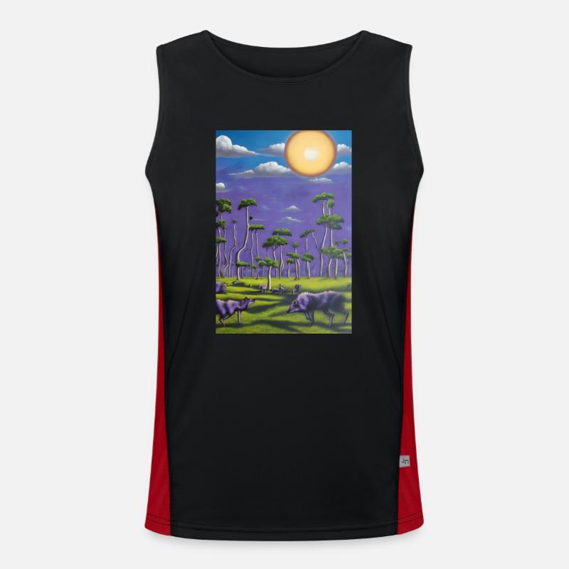 Wolf am Horizont Funktionelles Kontrast-Tank Top für Männer 