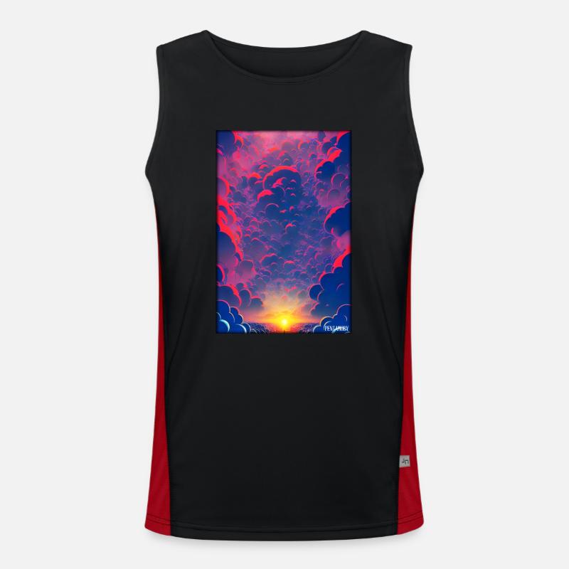 Sunset Sunset Sun Sky Nature Summer Men's Functional Contrast Tank Top 