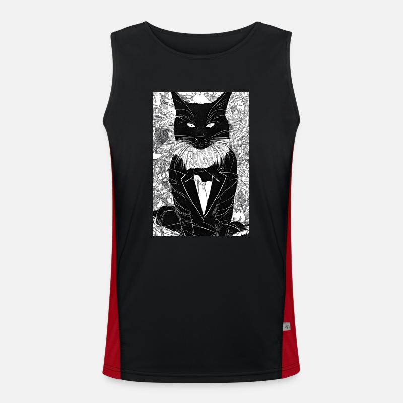 Katze lika a sir Funktionelles Kontrast-Tank Top für Männer 