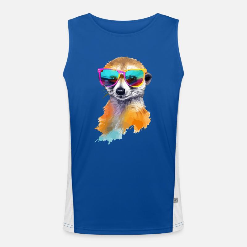 Migno, das Erdmännchen mit Brille Funktionelles Kontrast-Tank Top für Männer 