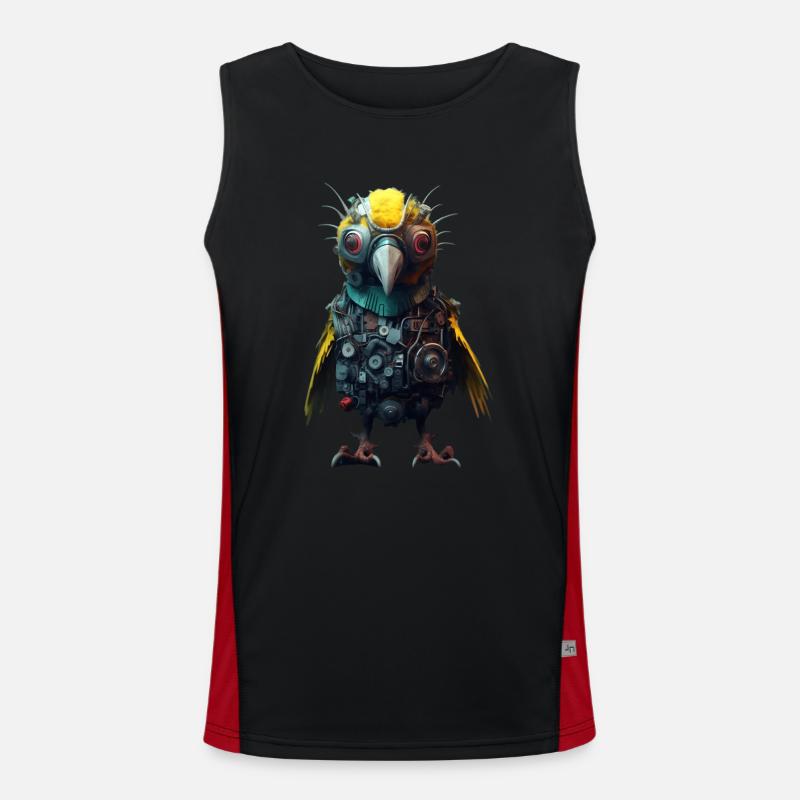 Süsser Steampunk Vogel Funktionelles Kontrast-Tank Top für Männer 