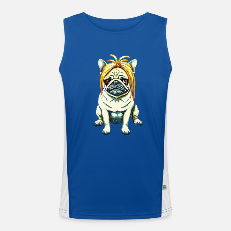 Carlin avec perruque #PugLife Débardeur respirant contrasté Homme 