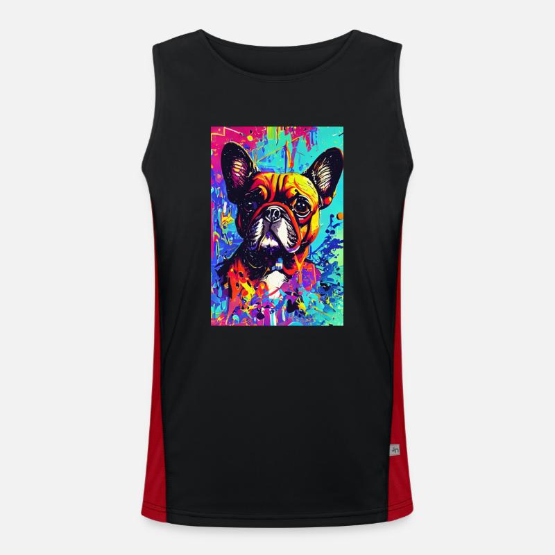 Impression pop art moderne | coloré | Bouledogue français Débardeur respirant contrasté Homme 