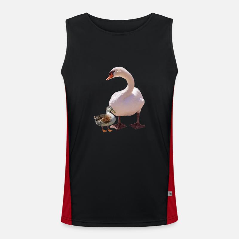 Schwan und Ente Funktionelles Kontrast-Tank Top für Männer 