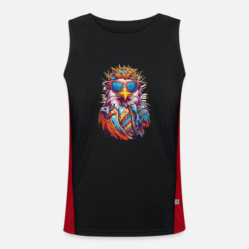 Cool Colourful Eagle in Sunglasses Men's Functional Contrast Tank Top 