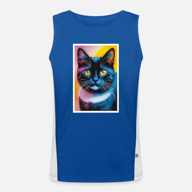 Cute Cat Pop Art Modern Art Men's Functional Contrast Tank Top 