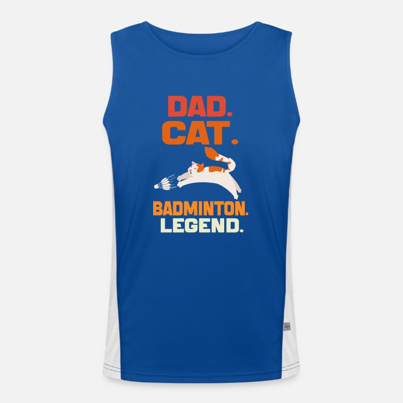 Papa Katze Badminton Legende Badminton DAD Katze Geschenk Funktionelles Kontrast-Tank Top für Männer 
