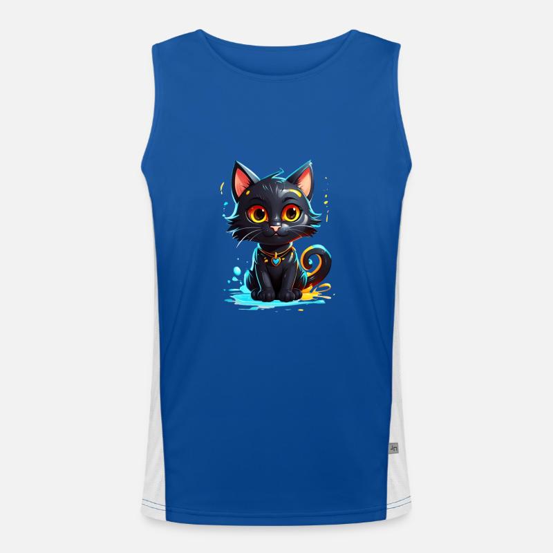 Schwarzes Kätzchen Funktionelles Kontrast-Tank Top für Männer 