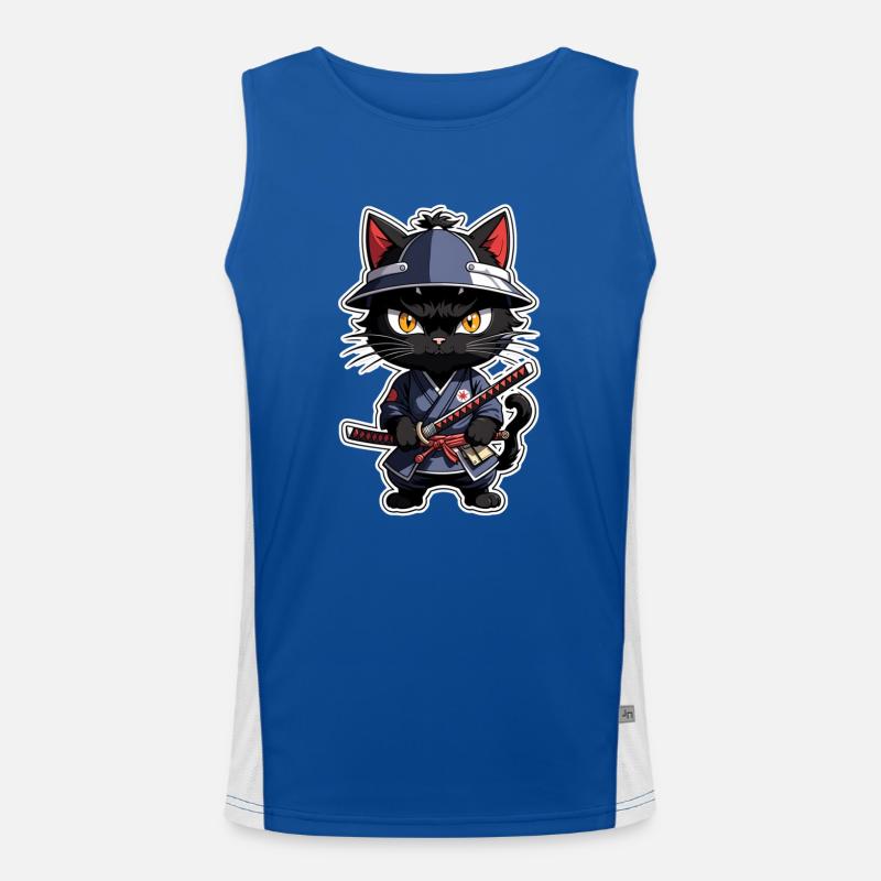Ninja Katze - Samurai Kätzchen Funktionelles Kontrast-Tank Top für Männer 