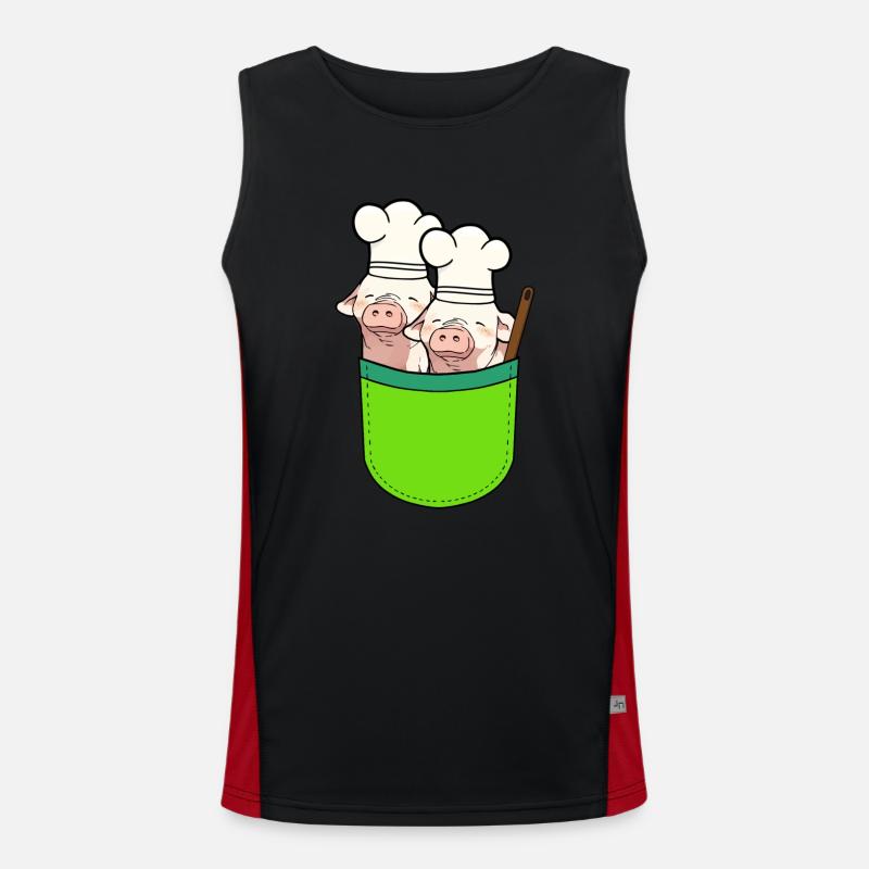 Tasche Schweine Köche Koch Ferkel Funktionelles Kontrast-Tank Top für Männer 