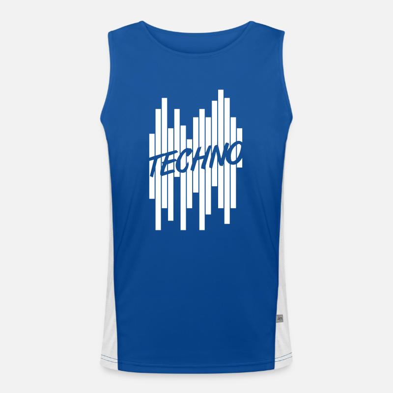 Techno Liebe Zitat Spruch Musik Party Feiern Logo Funktionelles Kontrast-Tank Top für Männer 