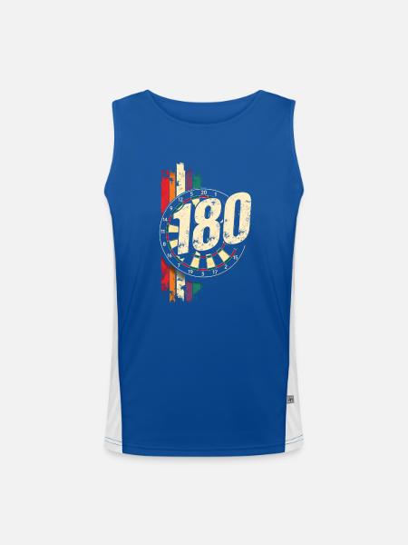 Darts 180 Dartboard Triple Dart Dartpfeil - Men's Functional Contrast Tank Top  - royal/white - Front