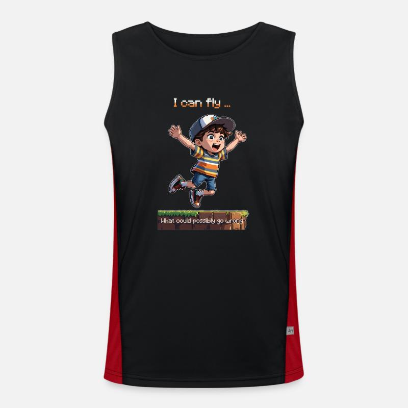 The 8bit Fly Guy - Men's Functional Contrast Tank Top  - black/red