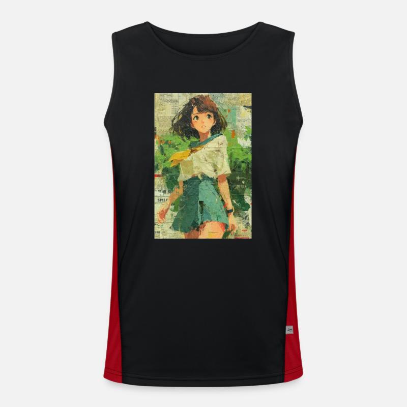 Texturierte Anime Mädchen Collage Kunst Funktionelles Kontrast-Tank Top für Männer 