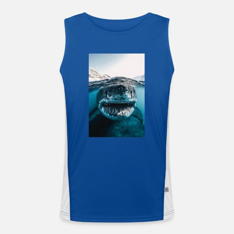 Mega Shark Nahbegegnung Funktionelles Kontrast-Tank Top für Männer 