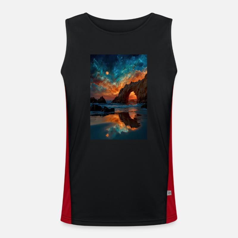 Moonlit Arch Over Ocean Men's Functional Contrast Tank Top 