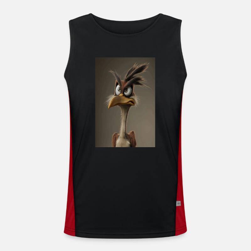 Grumpy Cartoon Bird Men's Functional Contrast Tank Top 