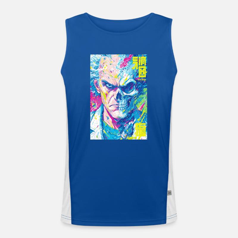 Half Human Half Skull Pop Art Men's Functional Contrast Tank Top 