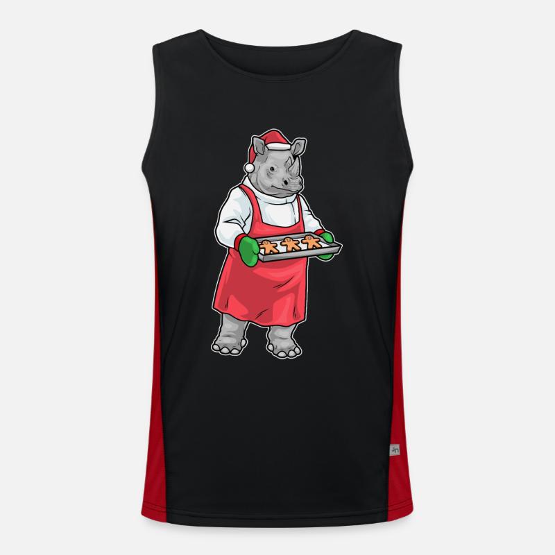 Rhino Christmas Baker - Men's Functional Contrast Tank Top - black/red
