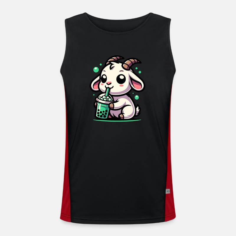 Bubble Tea Chèvre Boba Tea Kawaii Cadeau Débardeur respirant contrasté Homme 