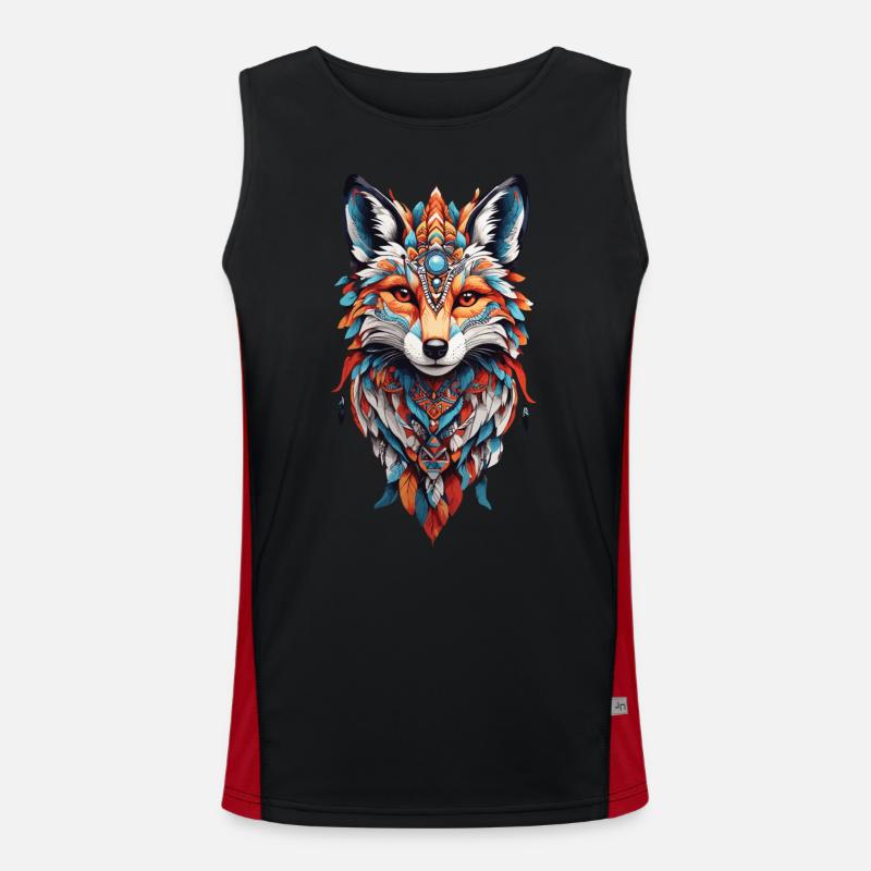 Spiritual Indian Fox Feather Design Boho Style Men's Functional Contrast Tank Top 