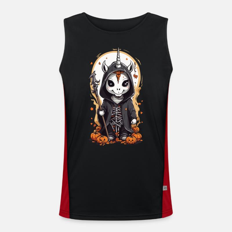 Magisches Halloween Einhorn Zauberer Gothic Stil Funktionelles Kontrast-Tank Top für Männer 