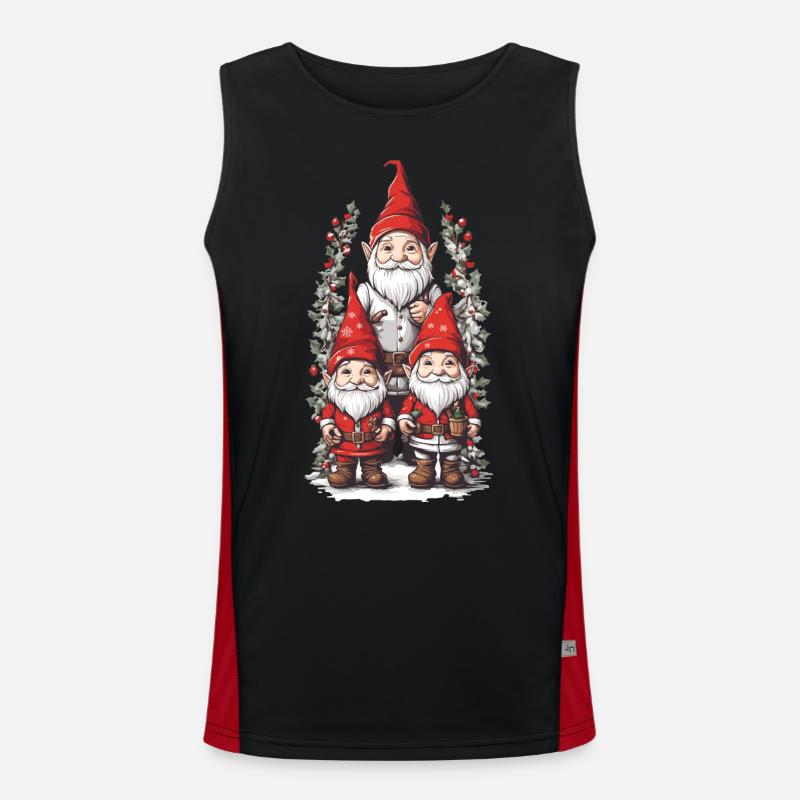 Nordic Gnome Christmas Magic with Elven Dwarves Men's Functional Contrast Tank Top 