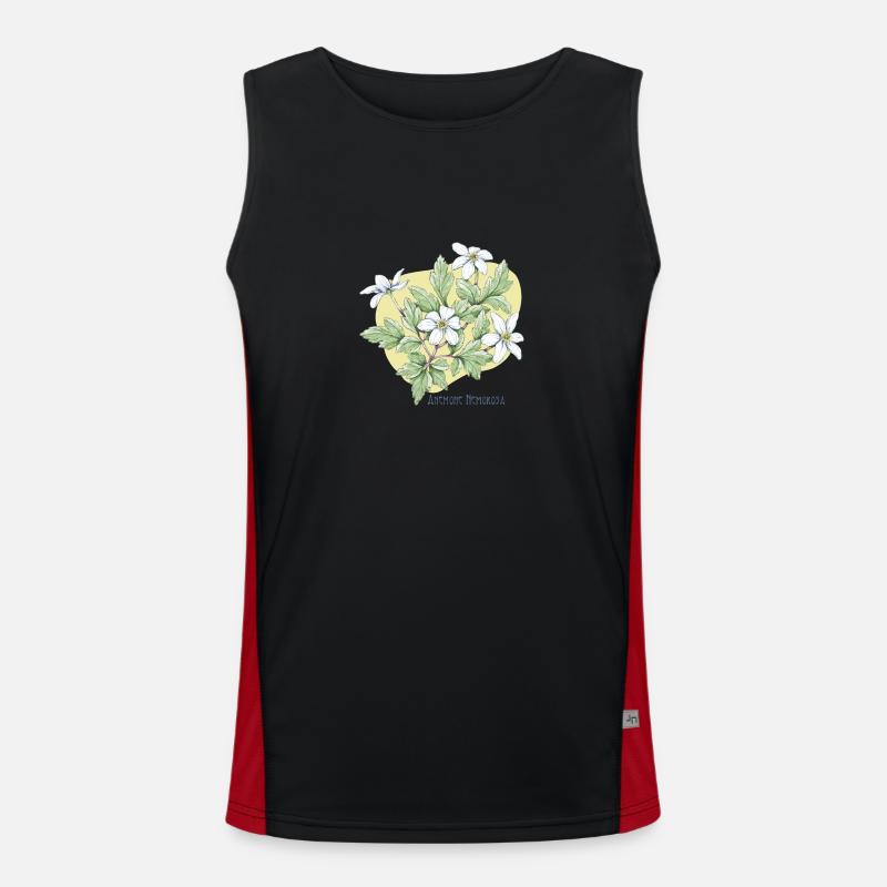 Anemone tree botanical drawing Men's Functional Contrast Tank Top 
