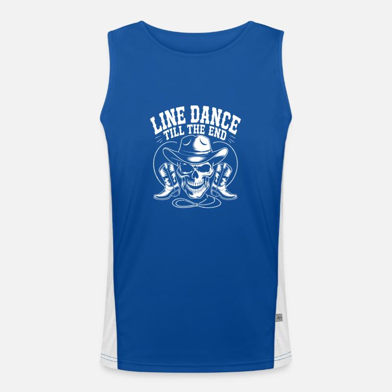 Line Dance Skull mit Stetson und Boots und Lasso Funktionelles Kontrast-Tank Top für Männer 