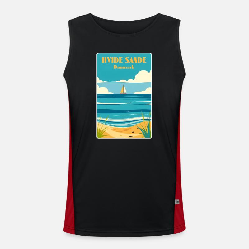 Hvide Sande, Denmark - Men's Functional Contrast Tank Top  - black/red