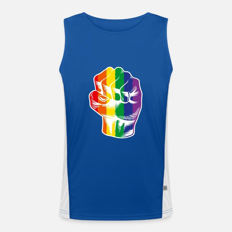Regenbogen Faust LGBTQ Power Funktionelles Kontrast-Tank Top für Männer 