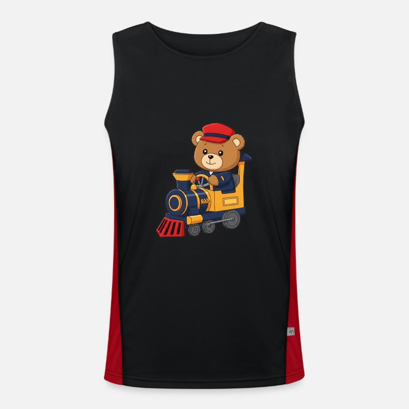 Teddy Bear Engine Driver - Men's Functional Contrast Tank Top  - black/red