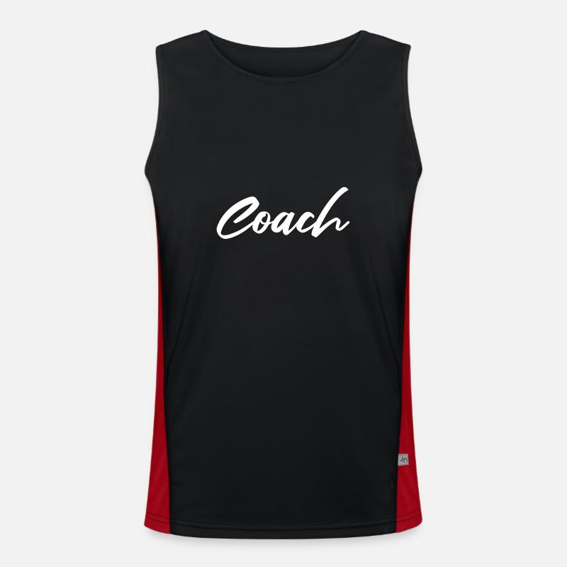 BASKETBALL - COACH - SPRUCH Funktionelles Kontrast-Tank Top für Männer 