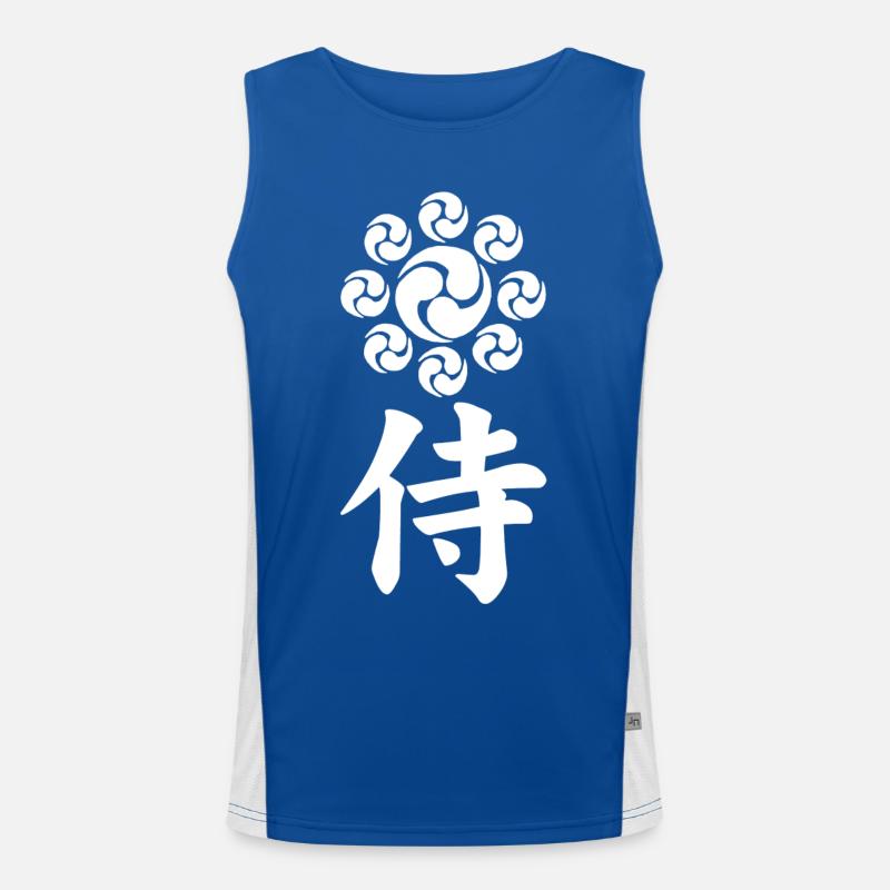 Samurai-Emblem des Uesugi-Clans (weiß) Funktionelles Kontrast-Tank Top für Männer 