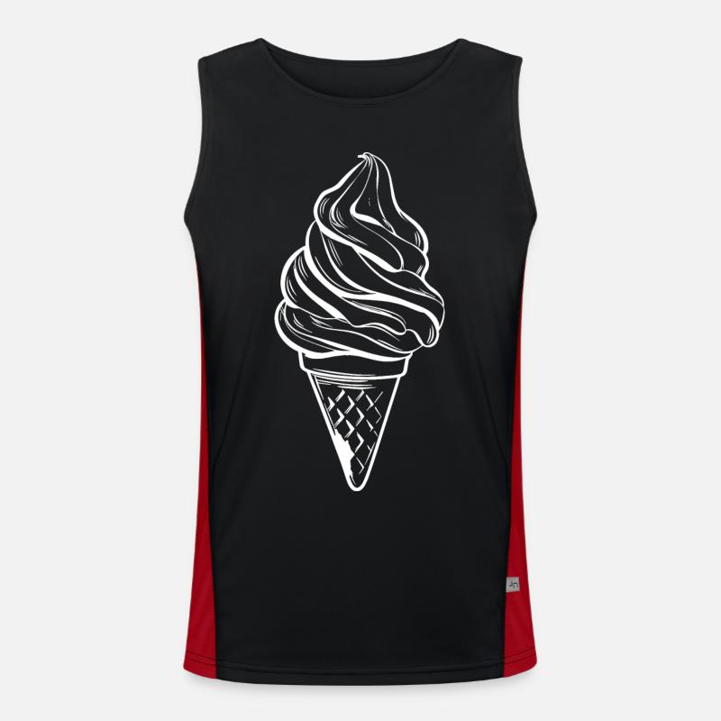 Ice Cream Cone Drawing - Men's Functional Contrast Tank Top  - black/red
