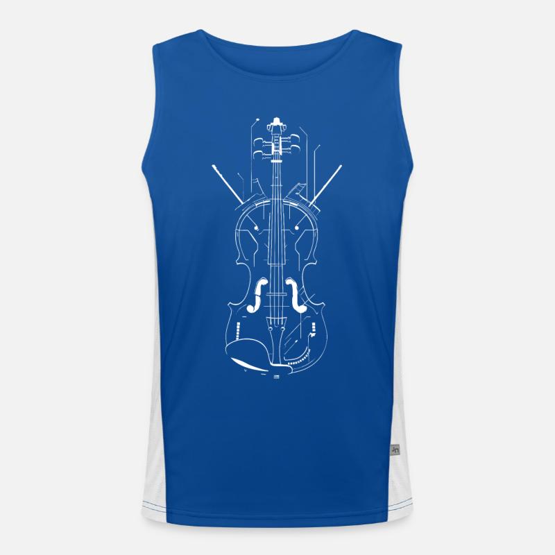 Violin Line Drawing Men's Functional Contrast Tank Top 