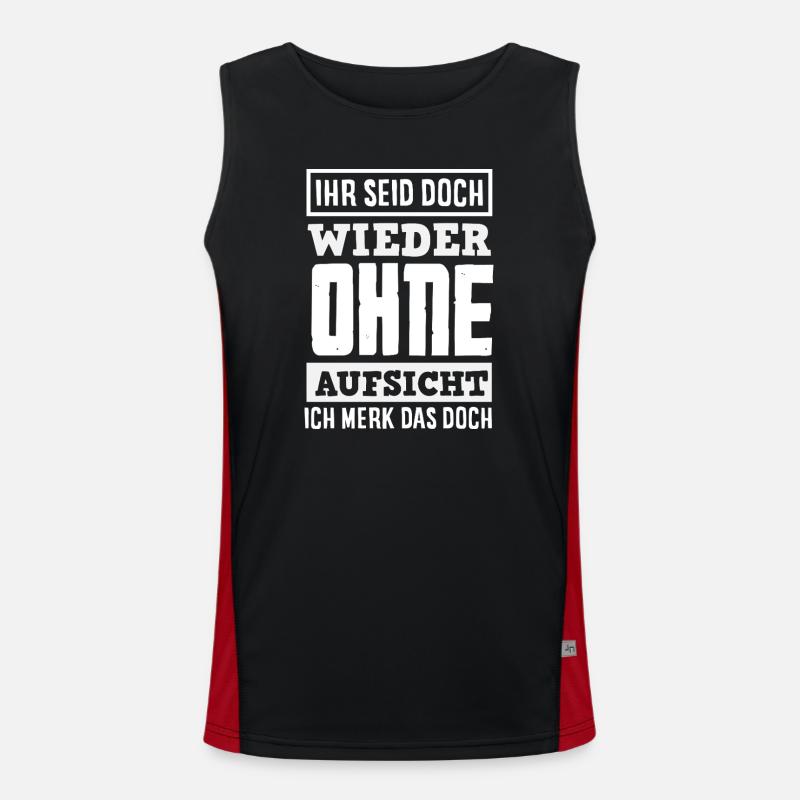 Again without supervision – sarcasm - Men's Functional Contrast Tank Top  - black/red