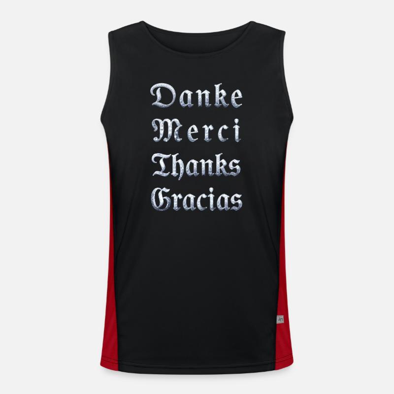 Multilinguale Dankesbotschaft Eiskristall - Men's Functional Contrast Tank Top  - black/red