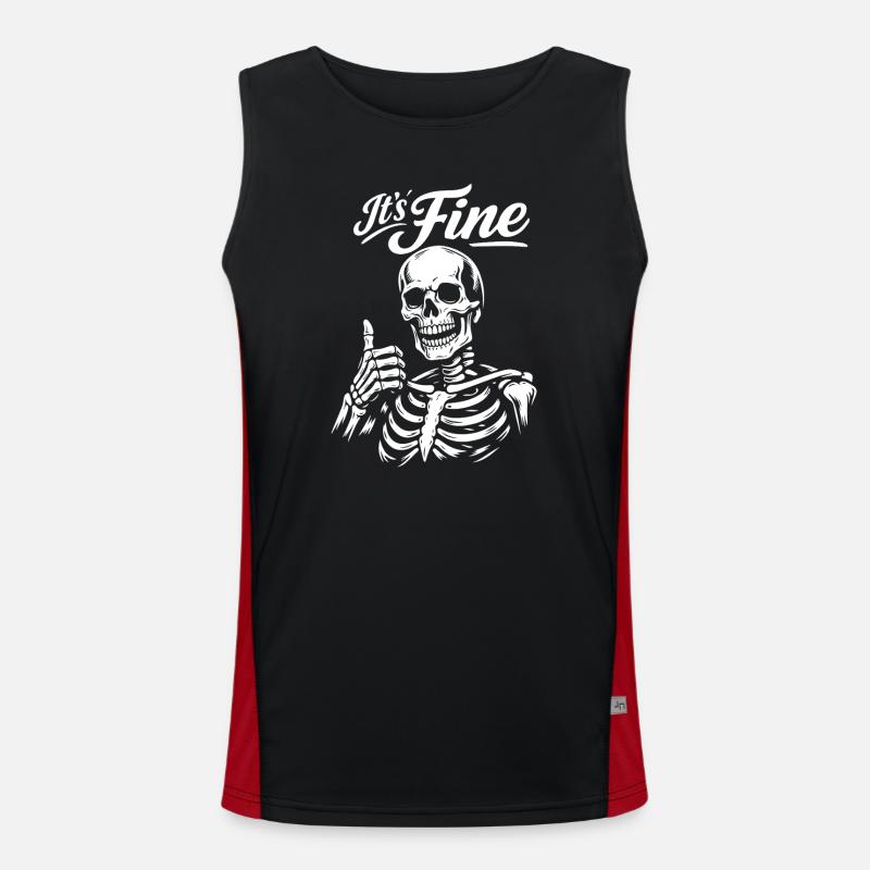 Its Fine Skeleton Thumb Up - Men's Functional Contrast Tank Top  - black/red