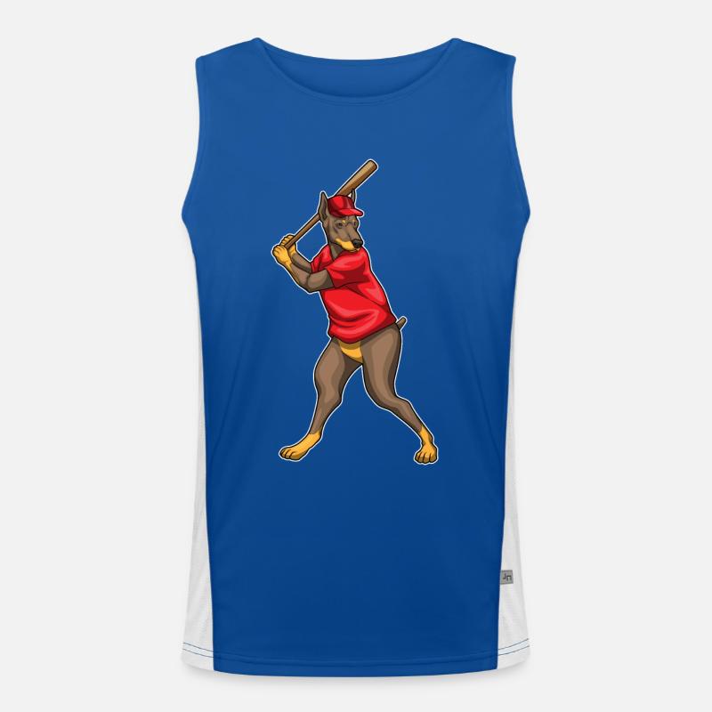 Doberman Baseball Baseball Bat Men's Functional Contrast Tank Top 
