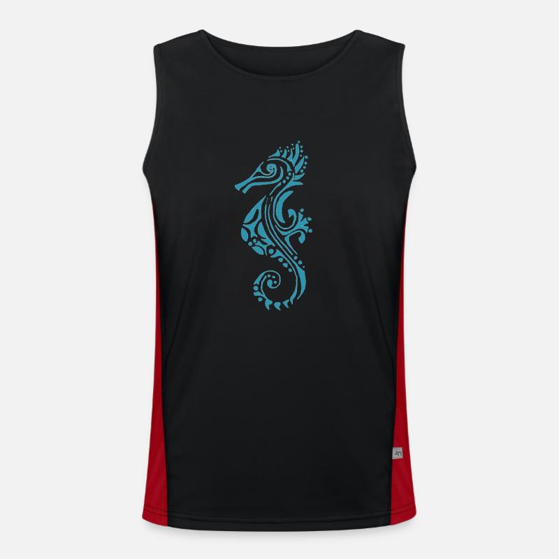 turquoise hyppocampe Men's Functional Contrast Tank Top 