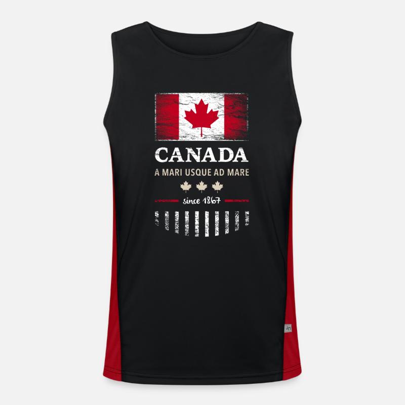 Drapeau du Canada Drapeau de la feuille d’érable de l’Amérique du Nord Débardeur respirant contrasté Homme 