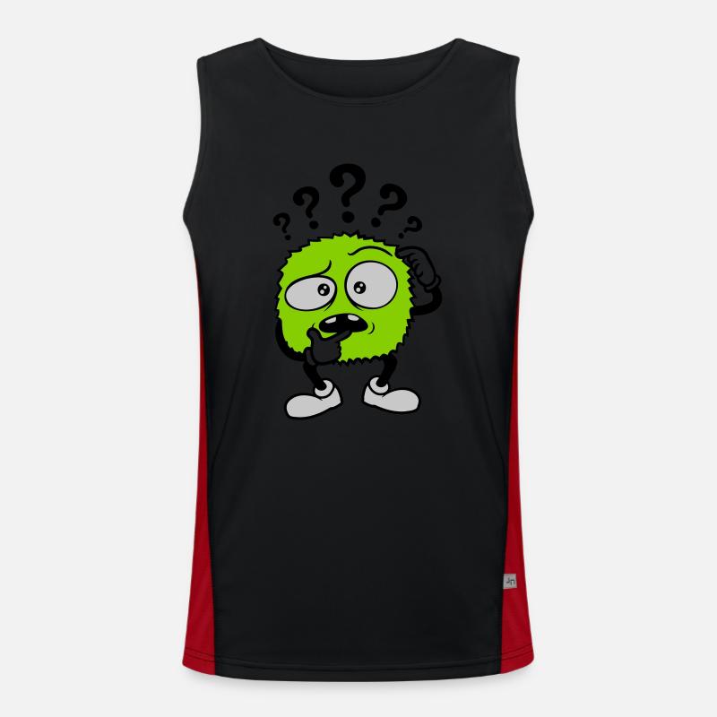 Fragezeichen skeptisches Gesicht Comic Funktionelles Kontrast-Tank Top für Männer 