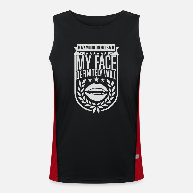 my face definitely will - Men's Functional Contrast Tank Top - black/red