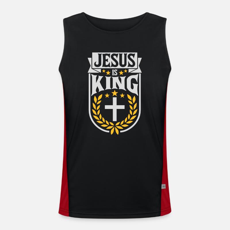 jesus is king quote - Men's Functional Contrast Tank Top  - black/red